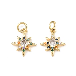 Настоящее золото 18K Латунные микро проложить кубического циркония прелести, звезды прелести, стойки покрытие, долговечный, без кадмия и без свинца, с целью перехода в кольце, реальный 18 k позолоченный, 14x12x3.5 мм, отверстие : 3.4 мм