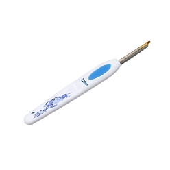 Озёрно--синий Цветочный узор из АБС-пластика, имитация синего и белого фарфора, крючки для вязания, крючок с железным наконечником, инструменты для вязания, Плут синий, 135 мм, штифты : 2.25 мм