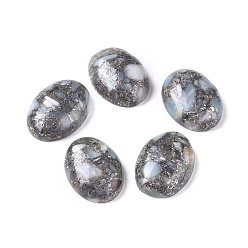 Амазонит Синтетическая серебряная линия амазонитовых кабошонов, овальные, 25x18x7~8 мм