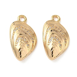 Shell Shape Подвески из прозрачных кубических цирконий с микропаве из океанической латуни, без никеля , реальный 18 k позолоченный, формы раковины, 19x10x4 мм, отверстие : 1.6 мм