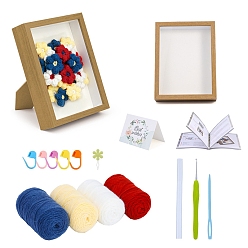 Red DIY Crochet Flower Picture Frame Knitting Kits for Beginners, including Photo Frame, Crochet Hook, Cotton Thread, Red, 16.8x21.8x4.5cm