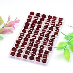 Dark Red Faceted Cube Imitation Austrian Crystal Bead Strands, Grade AAA, Dark Red, 4x4mm, Hole: 0.7~0.9mm, about 100pcs/strand, 15.7 inch
