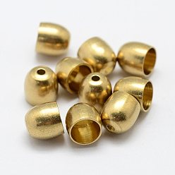 Raw(Unplated) Brass Cord Ends, End Caps, Nickel Free, Raw(Unplated), 7x7mm, Hole: 1.5mm, 5.5mm inner diameter