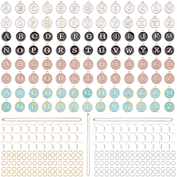 (52) Непрозрачная лаванда Наборы для самостоятельного изготовления подвесок и сережек-подвесок., включают в себя подвески в виде букв из сплава с эмалью., 304 Цепочка из нержавеющей стали, крючки и соединительные кольца для сережек и ожерелья., разноцветные, 14x12x2 мм, отверстие : 1.5 мм, 26 шт / комплект, 4 цветов, 1 набор / цвет, 4 комплекты