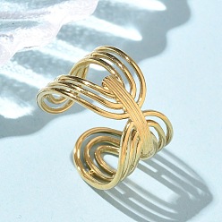 Настоящее золото 18K 304 из нержавеющей стали манжеты кольца, ионное покрытие (ip), реальный 18 k позолоченный, 13.5 мм