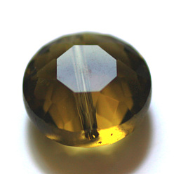 Цвет Оливы Имитация Австрийские кристаллические шарики, класс AAA, граненые, плоско-круглые, оливковый, 10x5.5 мм, отверстие : 0.9~1 мм