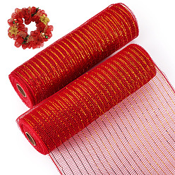 (123L) Белый крем непрозрачный блеск Деко сетчатые ленты, тюль ткань, с металлическим шелком, для украшения рождественской вечеринки, изготовление украшения юбок, огнеупорный кирпич, 10-1/4 дюйм (260 мм), 10 ярдов / рулон (9.14 м / рулон)