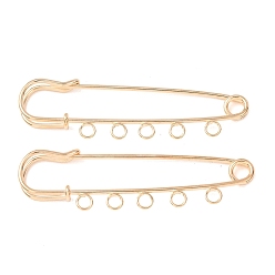 Light Gold Iron Safety Pins Brooch Findings, Kilt Pins with Five Loops, Light Gold, 20x70x6mm, Hole: 4.5mm