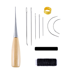 Mixed Color Sewing Tool Sets, including Brass Thimble, Hook Pin, Mixed Color, 170x100x20mm