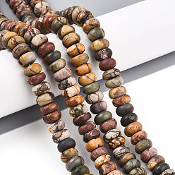 Пикассо Камень Натуральная полихромная яшма/камень Пикассо/нити бус из яшмы Пикассо, рондель, 10~10.5x5~6 мм, отверстие : 0.8 мм, около 67~79 шт / нитка, 14.96~15.35'' (38~39 см)