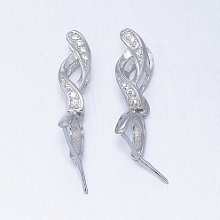 Платина Антикоррозийное родиевое покрытие 925 подвески из стерлингового серебра, ледоруб и щепотку поручительств, с кубического циркония, твист, платина, 19x4x4.5 мм, отверстие : 3x5 мм, штифты : 0.5 мм