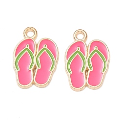 Cerise Alloy Enamel Pendants, Slipper Charms, Golden, Cerise, 18x12.5x1mm, Hole: 1.6mm