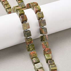 Унакит Природные Unakite бисер нитей, кубические, с бисером, 8~8.5x8~8.5x8~8.5 мм, отверстие : 1.2 мм, около 38~39 шт / нитка, 14.96'' (38 см) ~ 15.35'' (39 см)