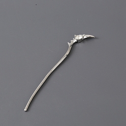 Platinum Alloy Rhinestone Hair Sticks for Women, Platinum, 160x22mm