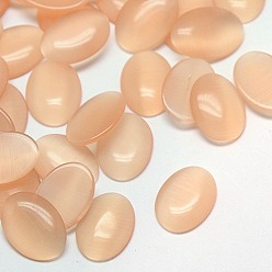 Bisque Cat Eye Cabochons, Oval, Bisque, 10x8x2.5mm