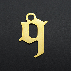 Letter Q 201 прелести нержавеющей стали, лазерная резка, буквы, золотые, letter.q, q: 9.5x6x1 мм, отверстие : 1.2 мм