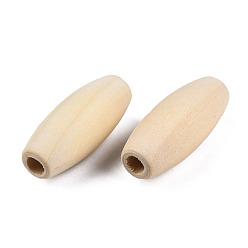 Папайя Оранжевый Незаконченная натуральная древесина европейский бисер, большое отверстие шарик, неокрашенными, без свинца, овальные, papayawhip, 30x12 мм, отверстие : 4 мм