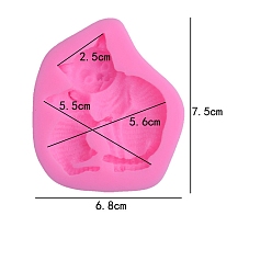Hot Pink DIY Silicone Molds, Fondant Molds, Resin Casting Molds, for Chocolate, Candy, UV Resin & Epoxy Resin Craft Making, Cat Shape, Hot Pink, 95x68x17mm