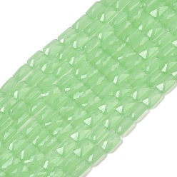 Зеленый лайм Стеклянные бусины, имитация нефрита , прямоугольные, граненые, зеленый лайм, 7x4.5x3.5 мм, отверстие : 0.9 мм, около 79~80 шт / нитка, 21.65''~22.24'' (55~56.5 см)