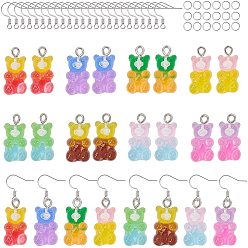 (52) Непрозрачная лаванда Наборы для изготовления мотаться из смолы медведя своими руками, с подвесками из смолы и крючками из латуни, разноцветные, подвески: 20.5x10.5x6.5 мм, отверстие: 2 мм, 8 цвета, 10 шт / цвет, 80 шт / комплект