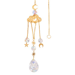 Золотой 1 Декоративный подвесной элемент в виде ловца солнца из граненого стекла, с латунной и железной фурнитурой, для дома, садовый декор, облако, золотые, 480 мм