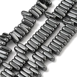 Немагнитные Гематит Немагнитные синтетический гематит бисер пряди, прямоугольные, 2-луночное, 8x4x2.5 мм, отверстие : 1.3 мм, около 172 шт / нитка, 15.94'' (40.5 см)