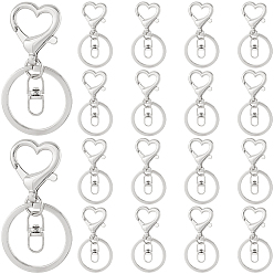 Платина 20 шт. застежки для брелков из цинкового сплава, сердце, платина, 60 мм