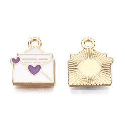 Средний Фиолетовый Подвески из эмали и сплава, золотой свет, буквы, средне фиолетовый, 15.5x12.5x2 мм, отверстие : 2 мм