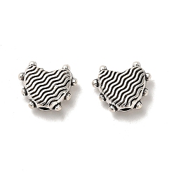 Argent Antique Perles en alliage de style tibétain, sans cadmium et sans plomb, cœur, argent antique, 8x10x3mm, Trou: 1.8mm, environ1298 pcs / 1000 g