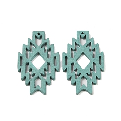 Светло-Голубой Подвески из окрашенного дерева тополя, ромб, Небесно-голубой, 49.5x27.5x2.5 мм, отверстие : 1.5 мм