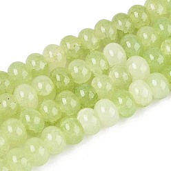 Желто-Зеленый Выпечки нарисованные потрескивание стеклянные бусины пряди, рондель, желто-зеленый, 10~10.5x7~7.5 мм, отверстие : 1~1.5 мм, около 103~109 шт / нитка, 29.13~31.10 дюйм (74~79 см)