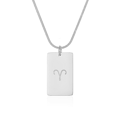 Овен Кулоны-подвески в европейском стиле из нержавеющей стали с изображением знаков зодиака для женщин, цвет нержавеющей стали, без потускнения, Овен, 304 дюйм (17.72 см)