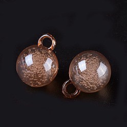Light Salmon Acrylic Pendants, with Bubble inside, Round, Light Salmon, 16x11mm, Hole: 3mm