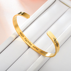 Золотой Вдохновляющие браслеты-манжеты из нержавеющей стали для мужчин и женщин, слово, золотые, внутренний диаметр: 2-3/8 дюйм (6 см)