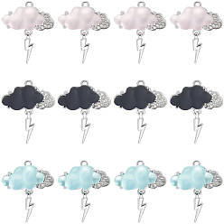 (52) Непрозрачная лаванда 12шт 3 цветной сплав подвески со стразами, cmолой, облако, разноцветные, 30x25 мм, 4 шт / цвет