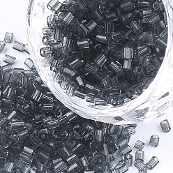 Slate Gray FGB Grade A Glass Seed Beads, Hexagon(Two Cut), Transparent Colours, Slate Gray, 1.5~2.5x1.5~2mm, Hole: 0.8mm, about 2100pcs/bag, 450g/bag