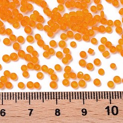 Orange Glass Seed Beads, Frosted Colors, Round, Orange, 2mm
