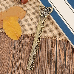 Античная Бронза Полые закладки в форме бабочки из нержавеющей стали, Металлическая линейка закладок в китайском стиле в стиле ретро, античная бронза, 148x13 мм