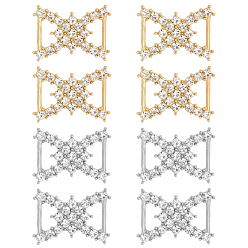 Dorado & Plateado 8 piezas 2 colores lazo aleación diamantes de imitación conectores de bikini hebillas, para conectores de trajes de baño, ropa, , decoraciones de boda, oro y plata, 25.5x18.5x3 mm, agujero: 9x5 mm, 4 piezas / color