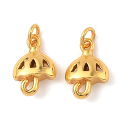 Настоящее золото 24K Латунные подвески, зонтик прелести, долговечный, без свинца и без кадмия, с целью перехода в кольце, реальный 24 k позолоченный, 12x8.5x4.5 мм, отверстие : 2 мм