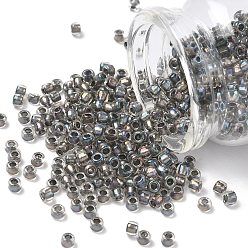 (266) Inside Color Gold Luster Crystal/Opaque Gray Тохо 6/0 круглые бусины, японский бисер, (266) внутри цвет золотой блеск кристалл / непрозрачный серый, 4 мм, отверстие : 1.5 мм, Около 840 шт / 50 г