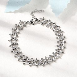 Нержавеющая Сталь Цвет Панк-стиль 304 браслеты из нержавеющей стали с завитками для женщин, цвет нержавеющей стали, 6-3/4 дюйм (17.3 см)