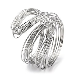 Платина Латунные браслеты-манжеты для женщин с покрытием стойки, без свинца и без кадмия, платина, 1-3/8~2 дюйм (3.4~5 см), внутренний диаметр: 2 дюйм (5 см)