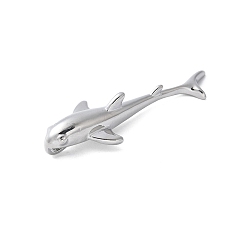 Платина Латунные большие кулоны, без кадмия и без свинца, рыба, платина, 50x15x7.8 мм, отверстие : 5.5x2.5 мм