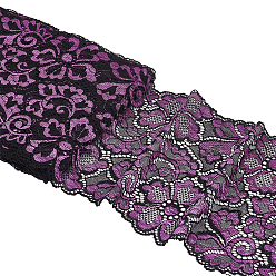 Purple Polyester Lace Flower Fabric, for Clothing Accessories, Purple, 18.3x0.02cm