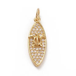 Golden Brass Micro Pave Clear Cubic Zirconia Pendants, with Jump Ring, Long-Lasting Plated, Golden, Horse with Turtle, Long-Lasting Plated, Golden, 20.5x7x2.5mm, Jump Ring: 5x1mm, Hole: 3.5mm