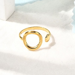 Настоящее золото 18K 304 из нержавеющей стали Манжета кольца для женщин, плоско-круглые, ионное покрытие (ip), реальный 18 k позолоченный, 13.5 мм, внутренний диаметр: 18 мм