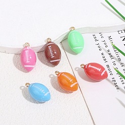 (52) Непрозрачная лаванда Эмалевые подвески из сплава регби, золотые, разноцветные, 17x10x9.5 мм, отверстие : 1.2 мм