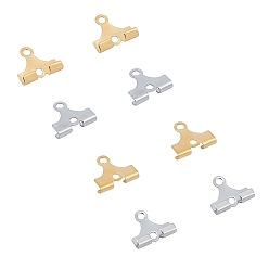Mixed Color 304 Stainless Steel Findings, Mixed Color, 9x10x2.5mm, Hole: 1.2 & 1.5mm, 40pcs/color, 2 colors, 80pcs/box