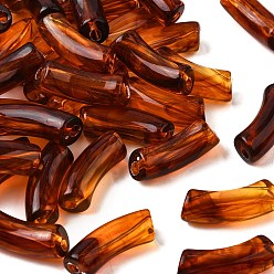 Седло Коричневый Прозрачные акриловые бусины, имитировать янтарные бусы, трубка, седло коричневый, 35x11.5x13.5 мм, отверстие : 4 мм, Около 147 шт / 500 г